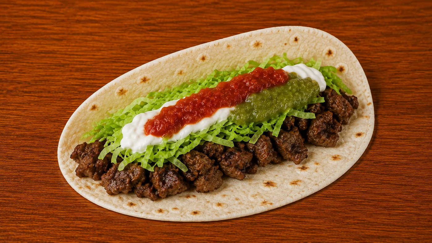 Taco de carne asada en tortilla de harina